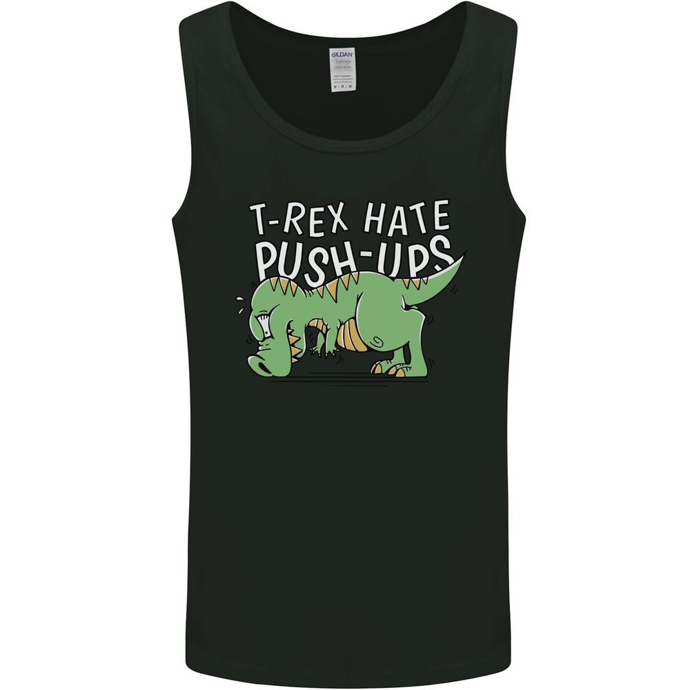 T-Rex Hates Pushups Dinosaur Funny Mens Vest Tank Top