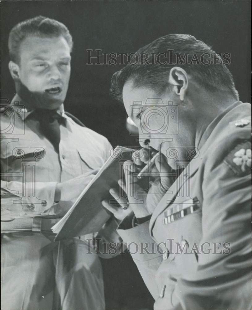 1957 Press Photo Jimmy Jiter, Local Actor & Co-Star in Military Scene