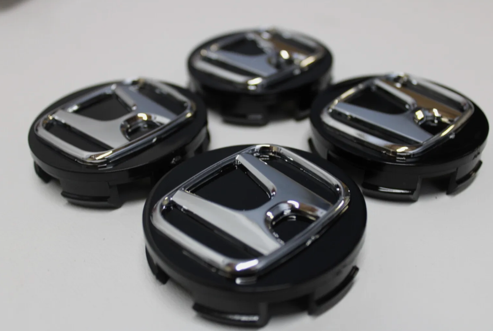 99-06 HONDA CIVIC GLOSSY BLACK Wheel Center Caps Black 58mm Rim Emblems Logo