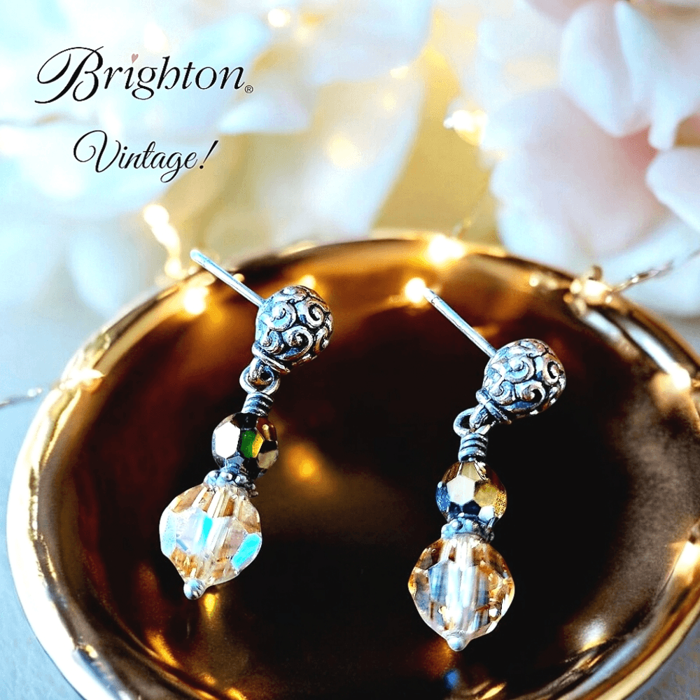 Brighton Elegant Silver Amber Drop Vintage Style Earrings