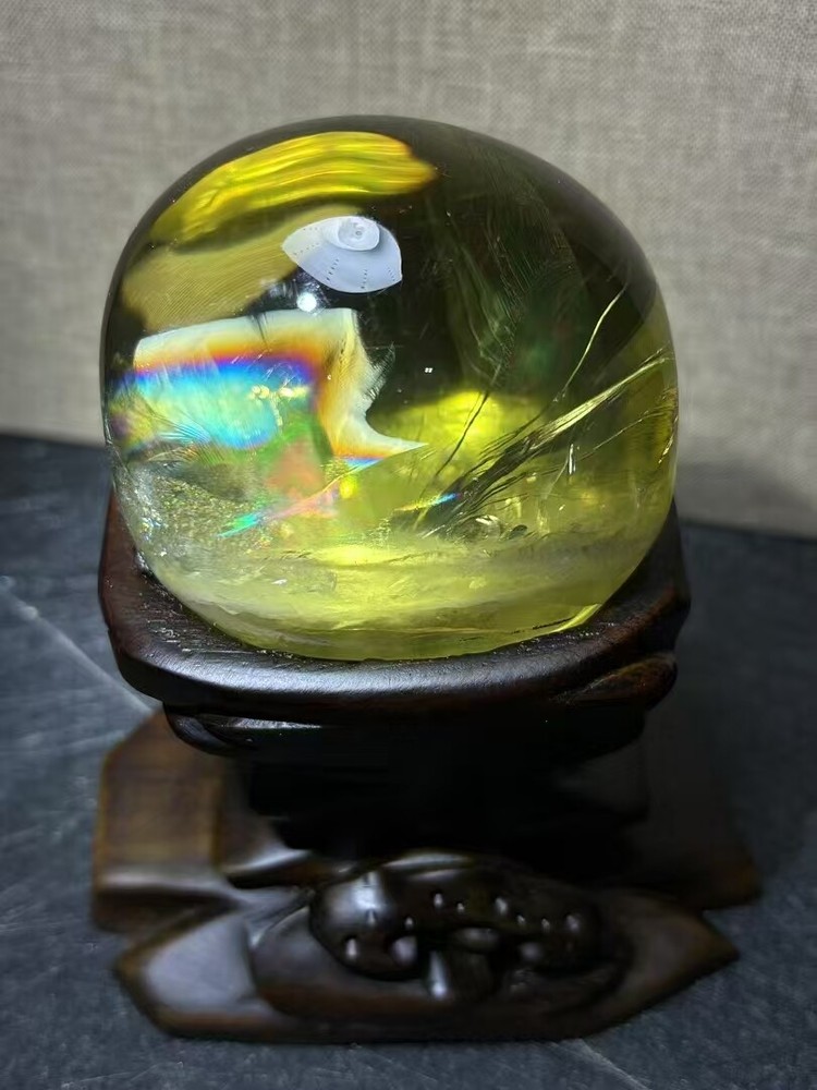 560g Natural Rainbow Citrine Quartz Crystal Specimen for Reiki Decor with Stand