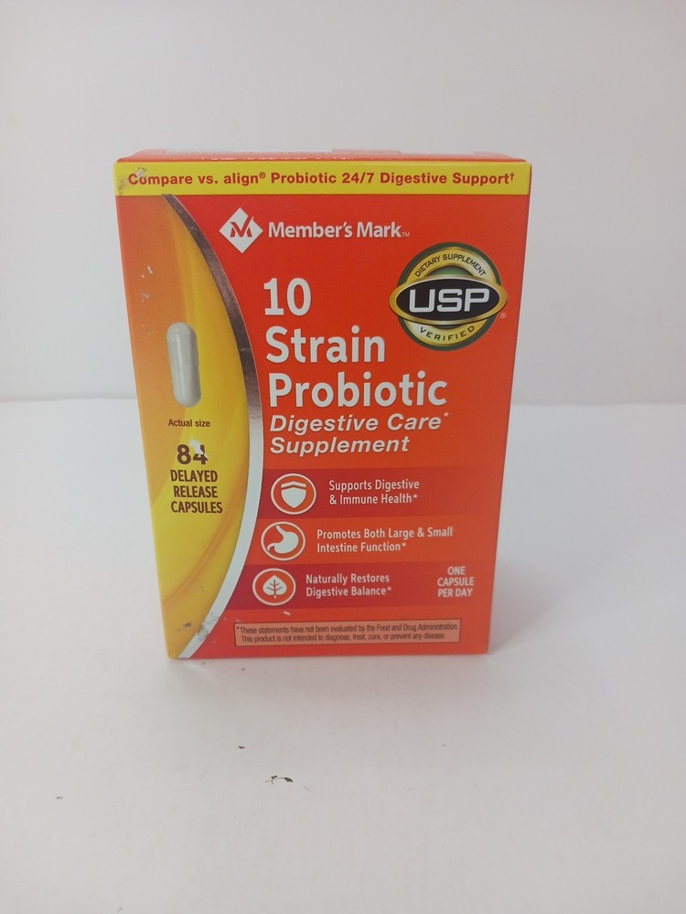Member's Mark 10-Strain Probiotic 84ct Daily Supplement Exp 03/25 New-image