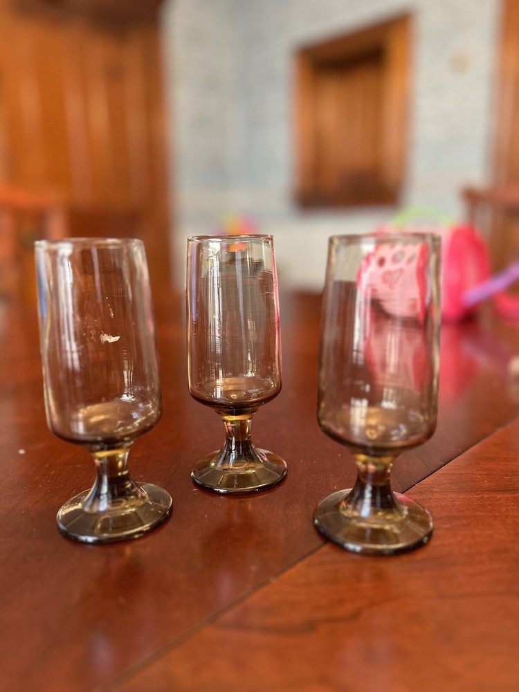 Vintage Libbey Tawny Brown 6 oz Whiskey Sour Glasses Set of 3