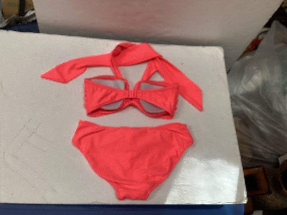 seafolly goddess twist bandeau two piece bikini swimsuit pink sz 8