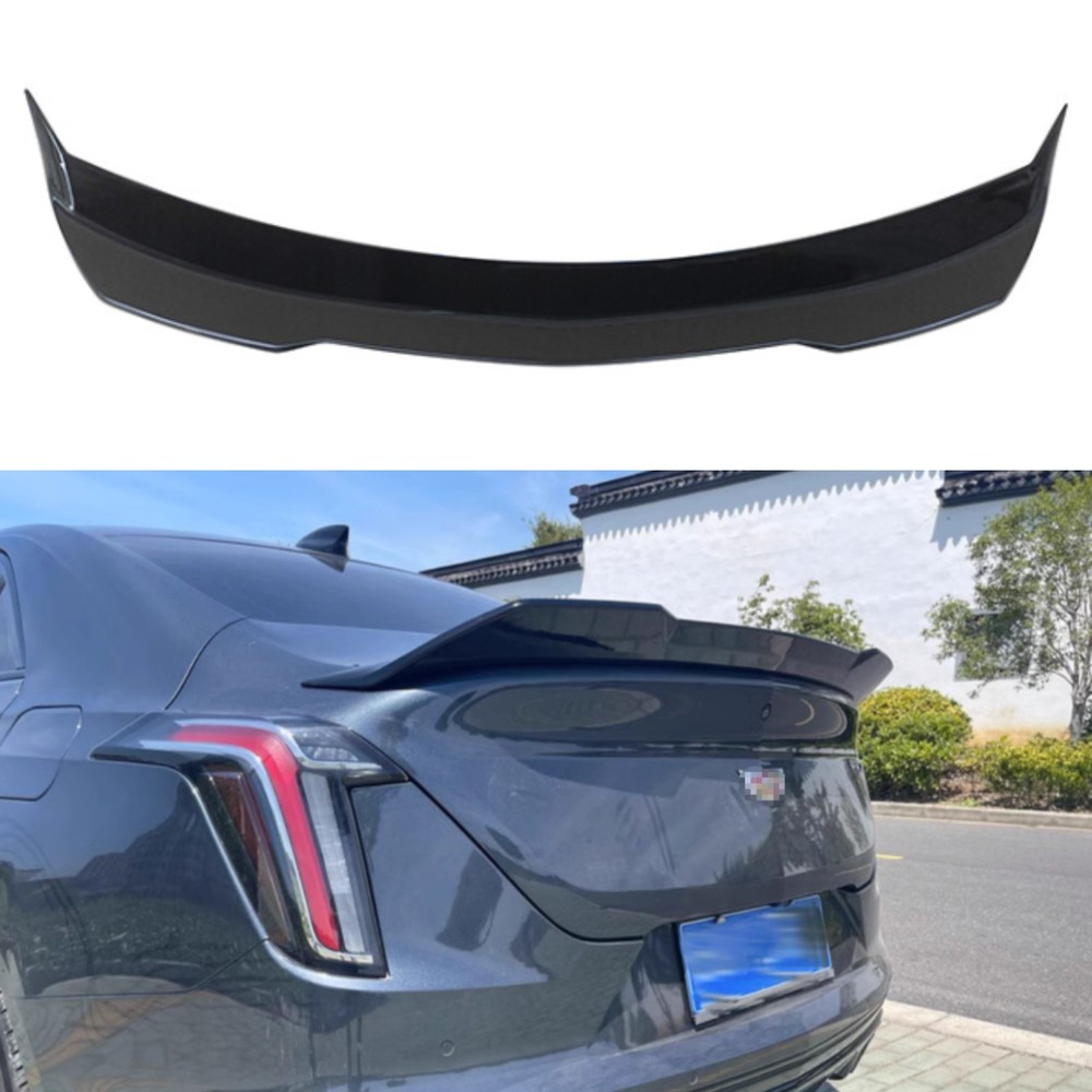 TRUNK SPOILER For 20-25 CADILLAC CT4 V STYLE HIGH KICK DUCKBILL WING GLOSS BLACK
