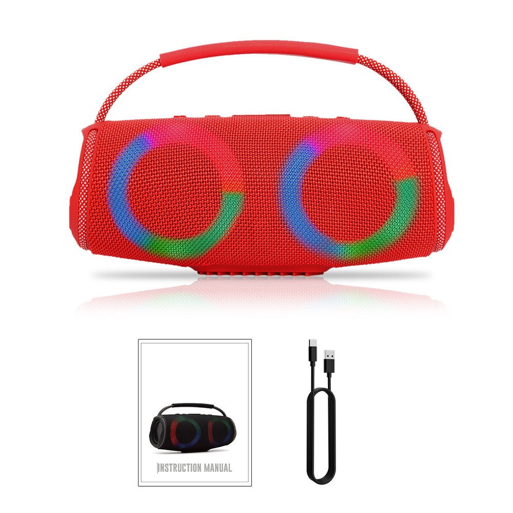 Portable Wireless Bluetooth Speaker with Dual 4in Powerful Deep Bass LED Lights