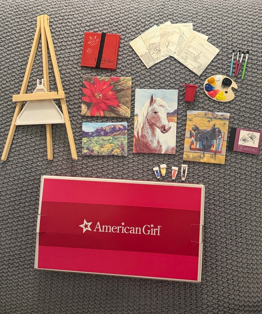 American Girl RETIRED Saige’s painting set Art Supplies complete in box