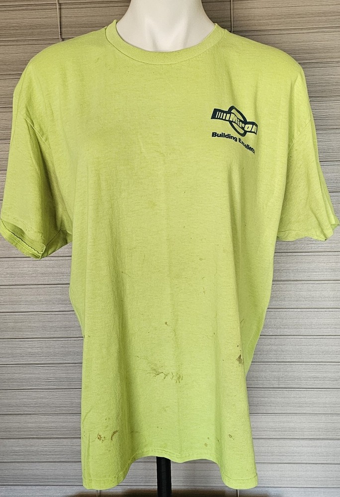 VTG Y2K MIRON Faded Distress Paint Splatter Work Biker Surf Skate T-Shirt XL