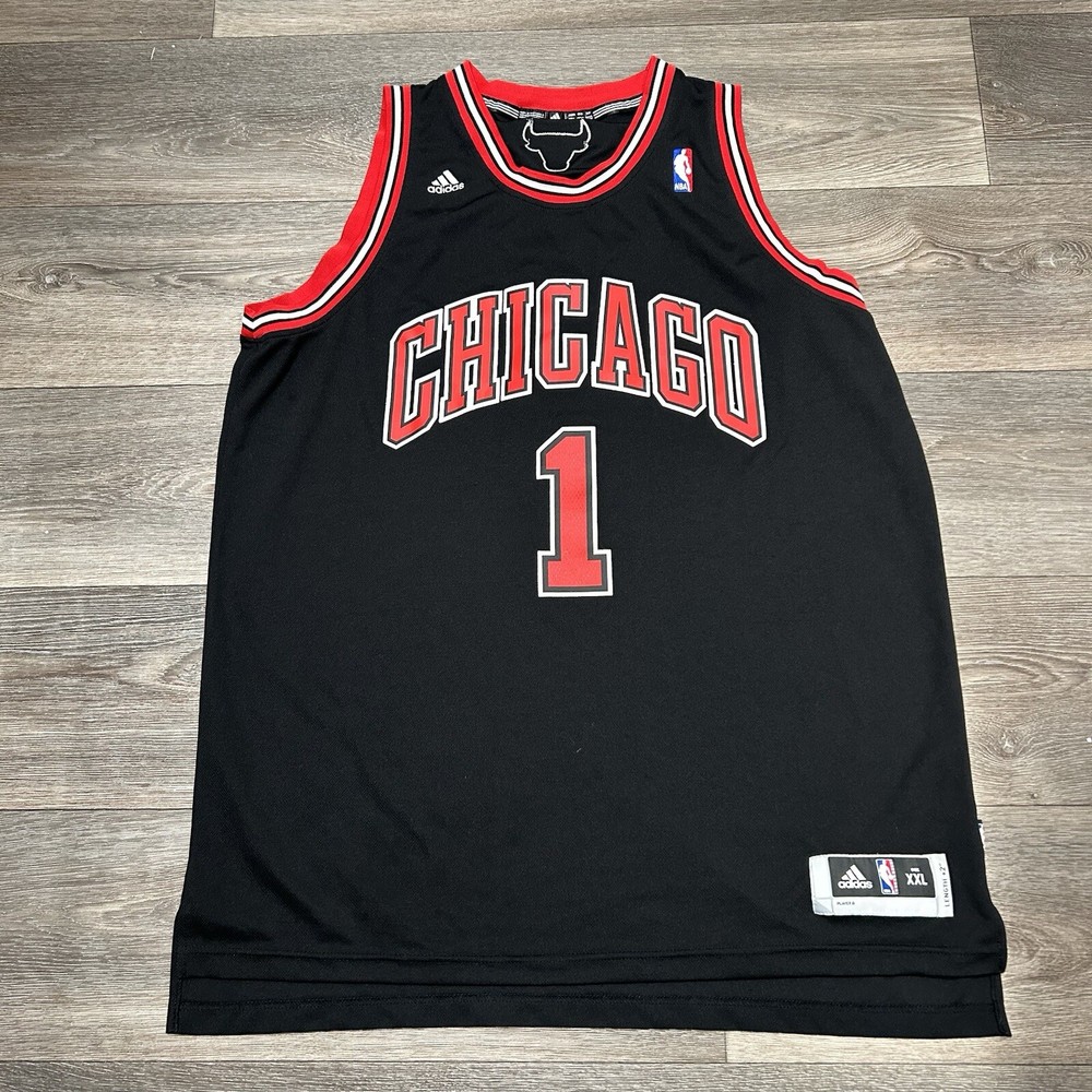 Derrick Rose Chicago Bulls Adidas Swingman Jersey 2XL Extended Length Black  