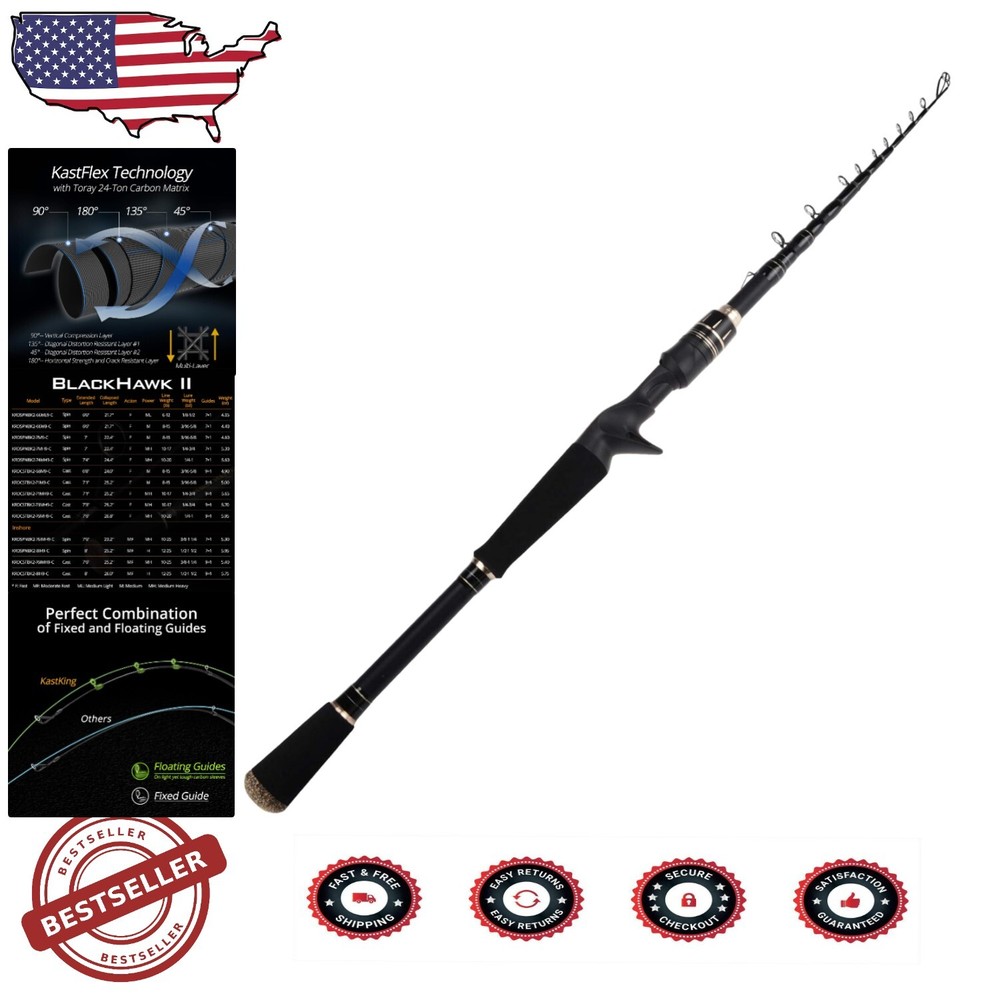 High-Performance Blackhawk II Fishing Rod: Durability Meets Portability, 25lb