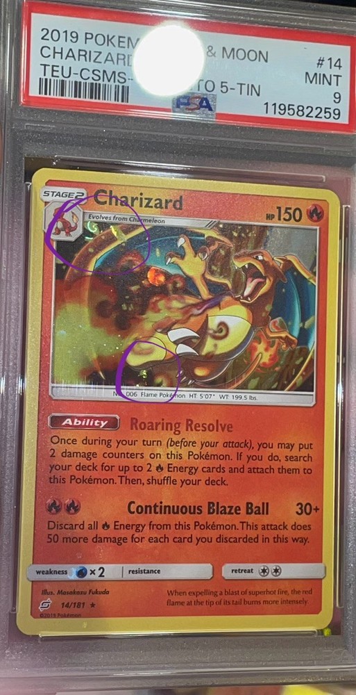 PSA 9 Charizard 14/181 Costco Kanto Cosmos Holo BLEED ERROR 3 HD GALAXY SWIRLS