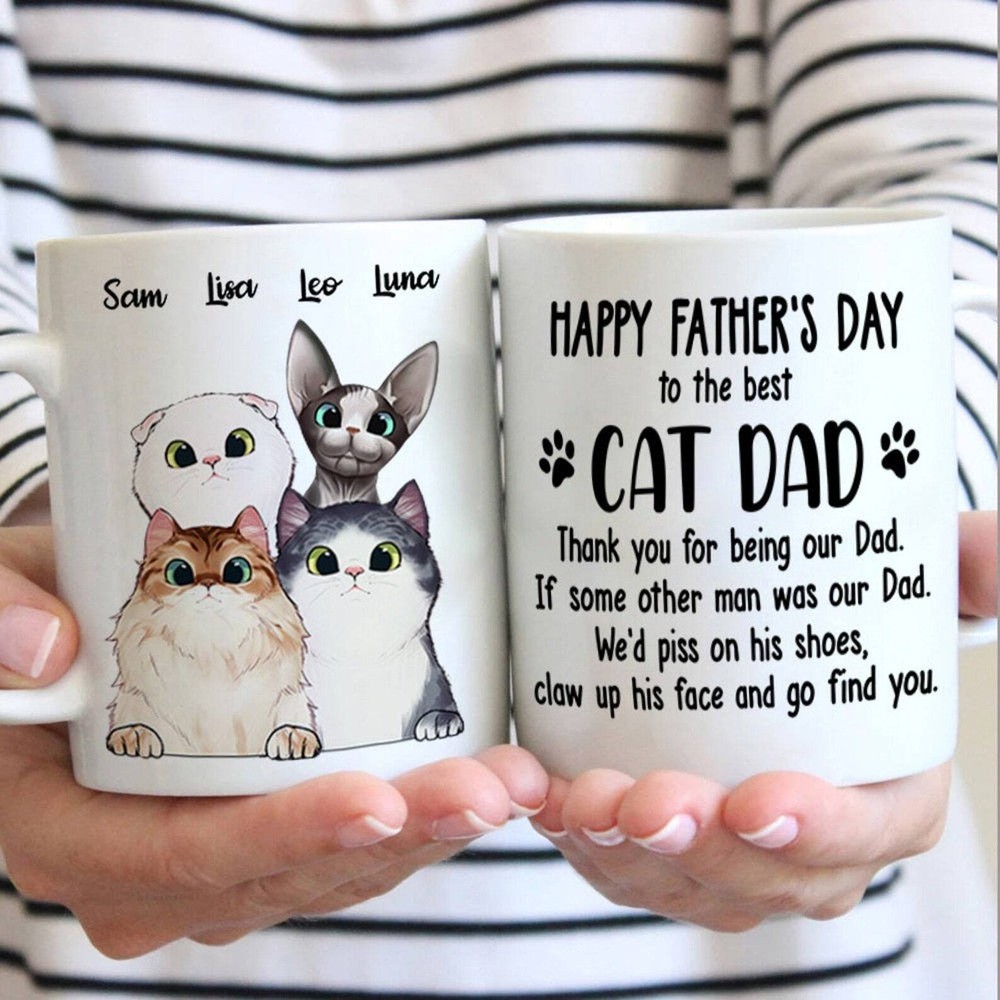 Personalized Thank You For Being Our Dad Human Servant Mug Custom Cat Name Cat D