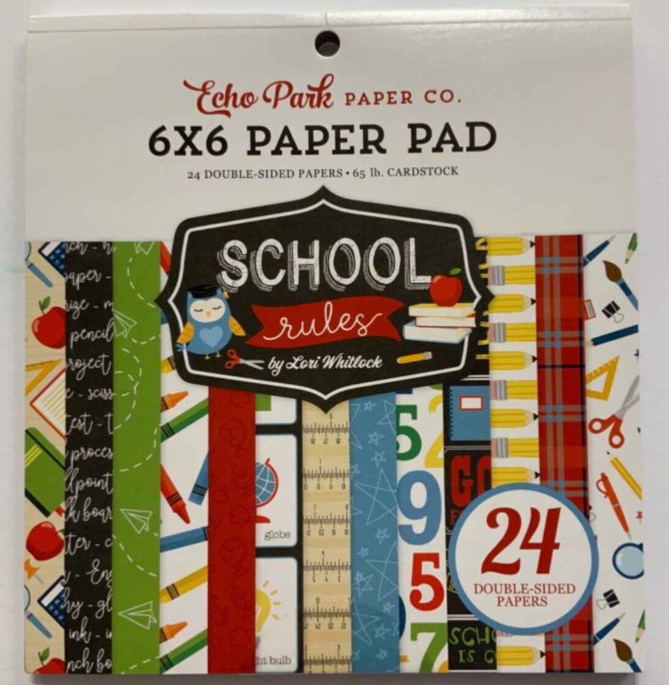 Papel Álbum de Recortes 6x6 Echo Park REGLAS ESCOLARES Papel Doble Cara 24 Hojas