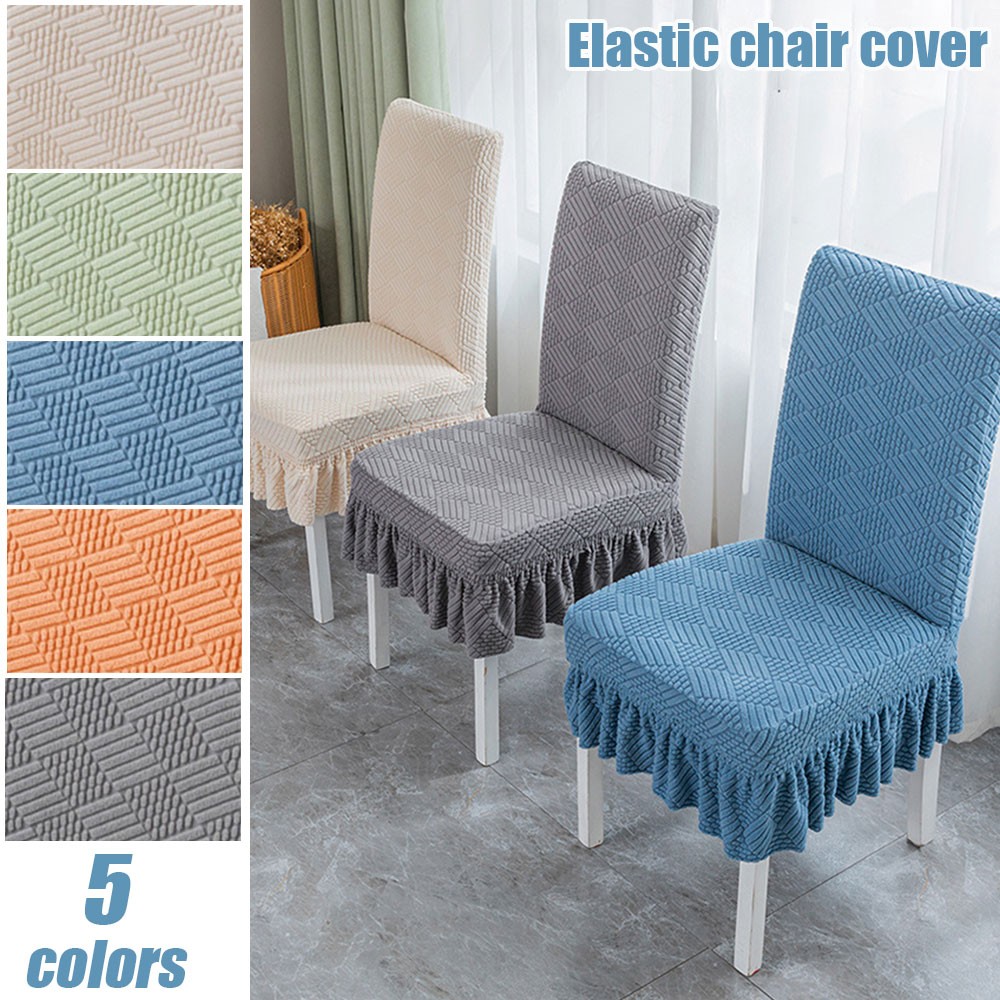 1/4/6× Stretch Solid Chair Cover Printed Seat Cover Dining Room Slipcover Home；