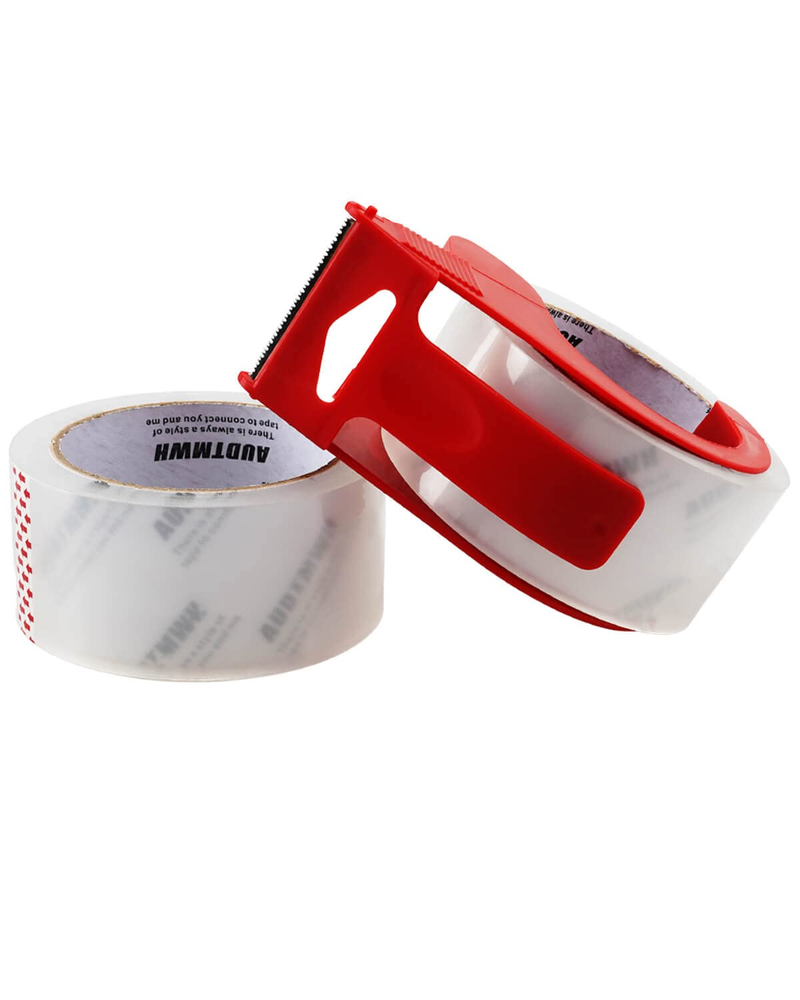 Packing Tape with Dispenser, Clear, Heavy Duty Packaging Tape Designed for Movin