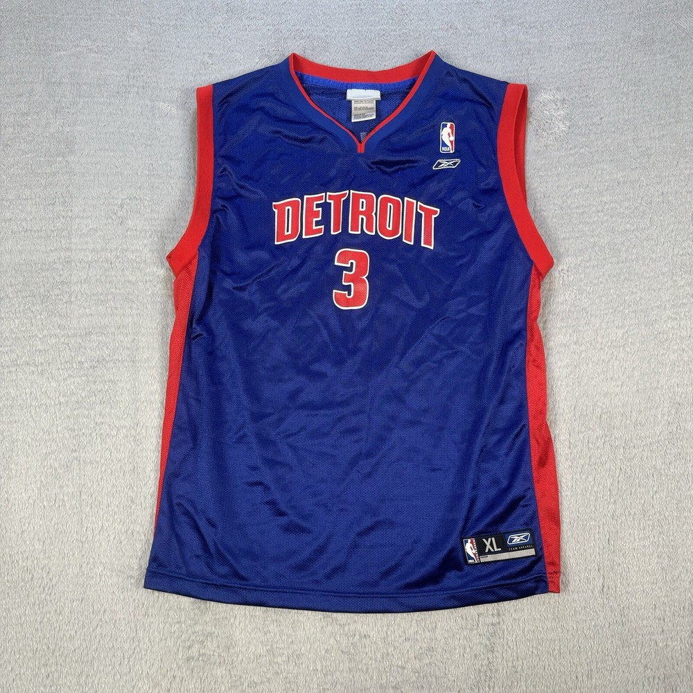 Vintage Reebok Detroit Pistons Ben Wallace #3 jersey youth XL 18-20 blue NBA