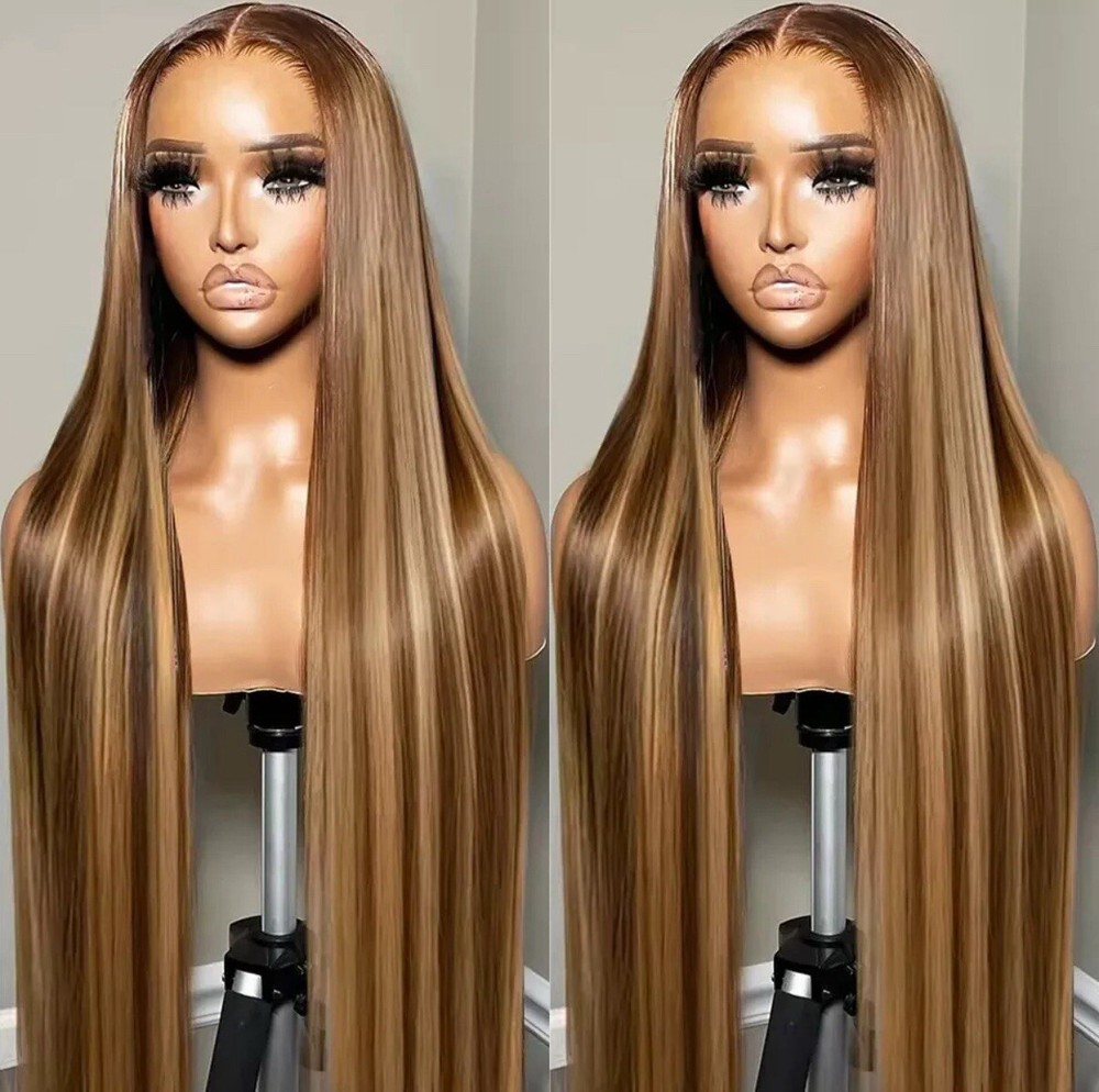 24 Inch Pre-Plucked 180 Density 4x4 Lace Front Human Hair Wig in Highlight Colors