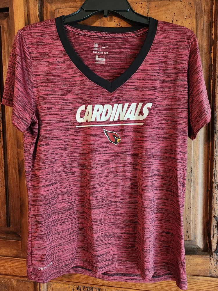 NIKE Dri-Fit NFL Arizona Cardinals V-Neck Short Sleeve Polyester T-Shirt Top L