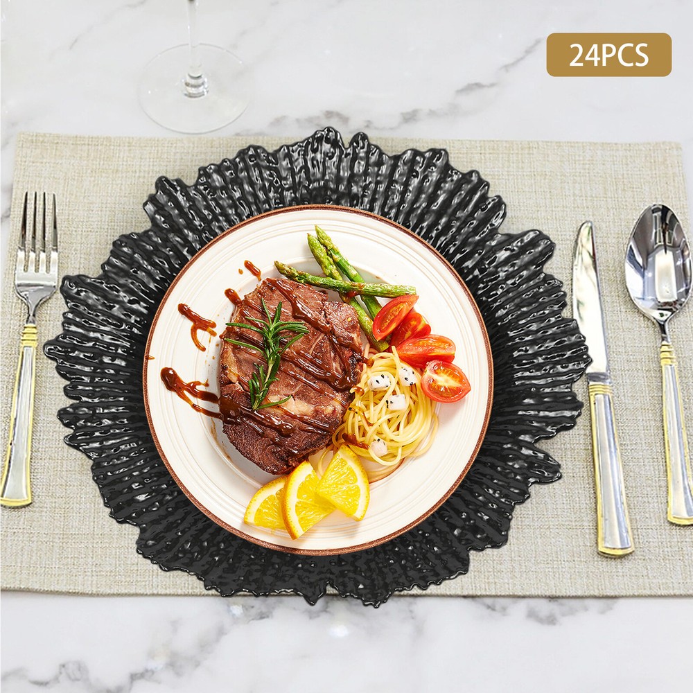 12.6in Modern Charger Plates Round Plastic Reef Plate Dinner Plates 24pcs