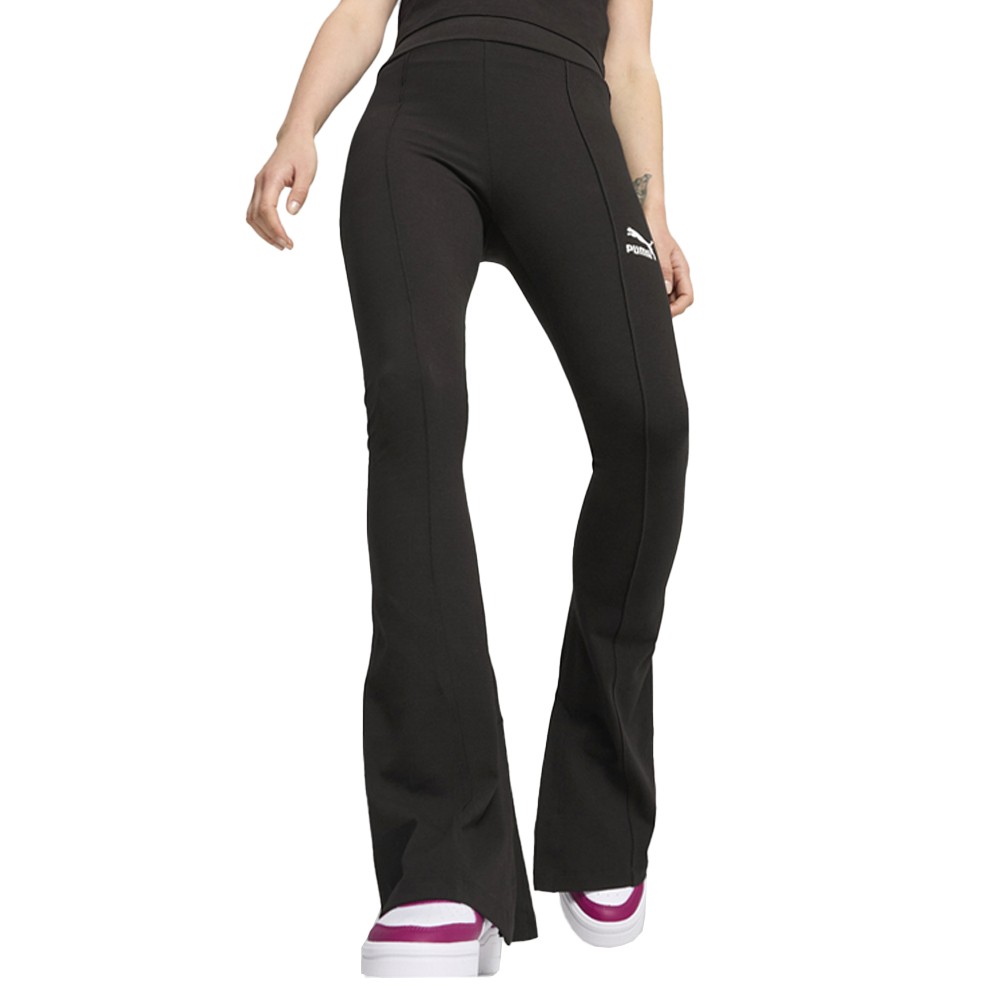PUMA Classics Pintuck Flared Leggings for Women in Black Athletic Casual Style 62662401