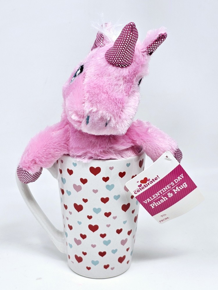 Dan Dee Valentines Plush & Mug Gift Set Latte Heart Coffee Mug Unicorn Toy