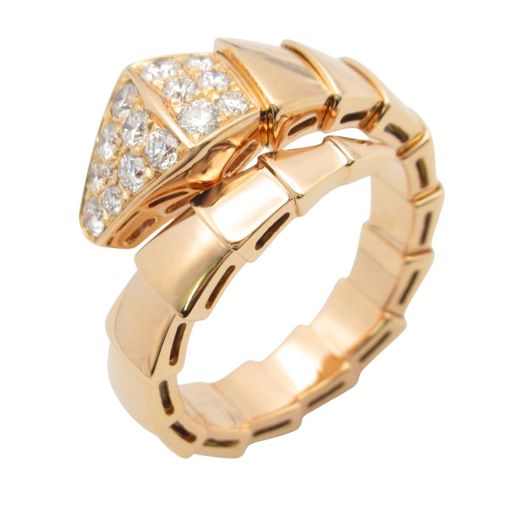 BVLGARI Serpenti L Diamond Ring 18KPG Pink Rose Gold Used women US size 9.25