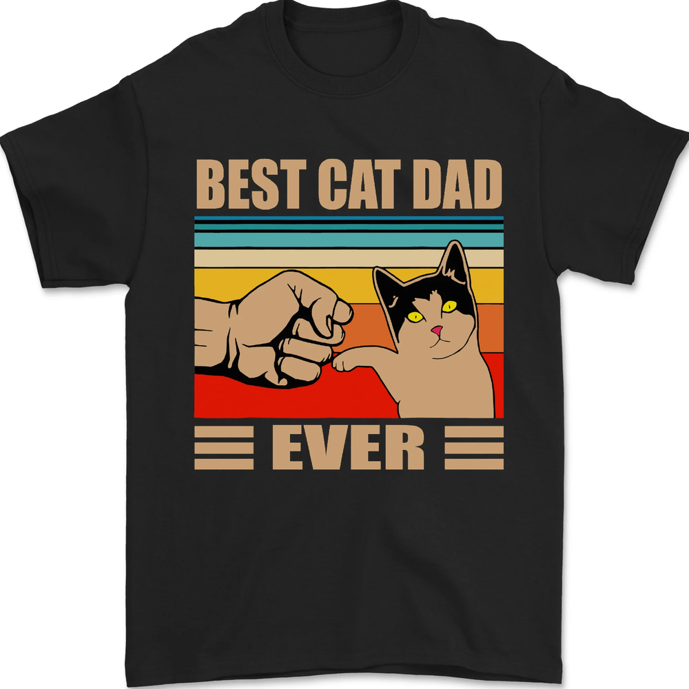 Best Cat Dad Ever Funny Father's Day Mens T-Shirt 100% Cotton
