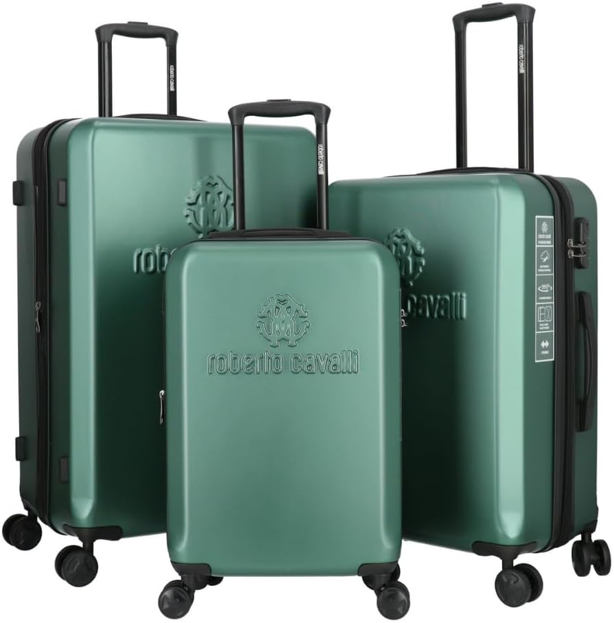 ROBERTO CAVALLI Luxury 3 Piece Luggage Set, Expandable Hard Shell Suitcases with