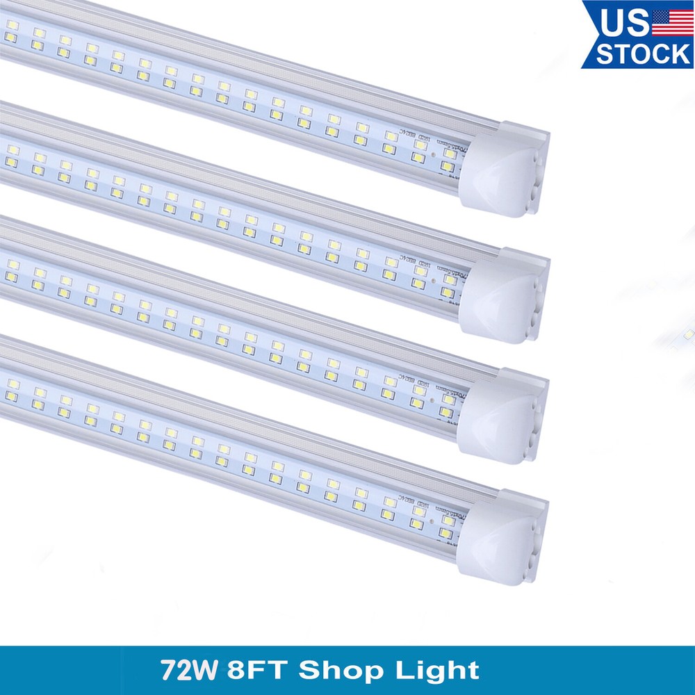8FT Led Tube Light 72W 8 Foot T8 Integrated 8' Led Shop Light Warehouse Fixture