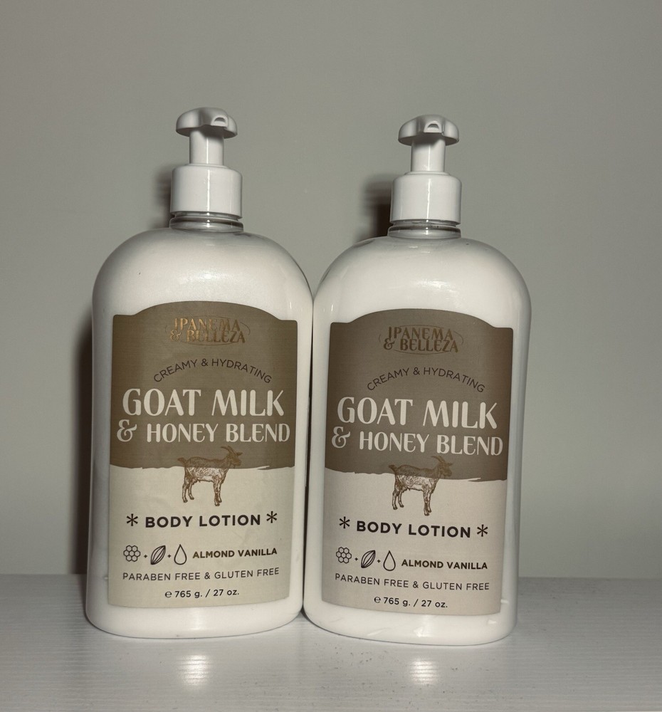 IPANEMA & BELLEZA Hydrating GOAT MILK & HONEY BODY LOTION Almond Vanilla (2pack)
