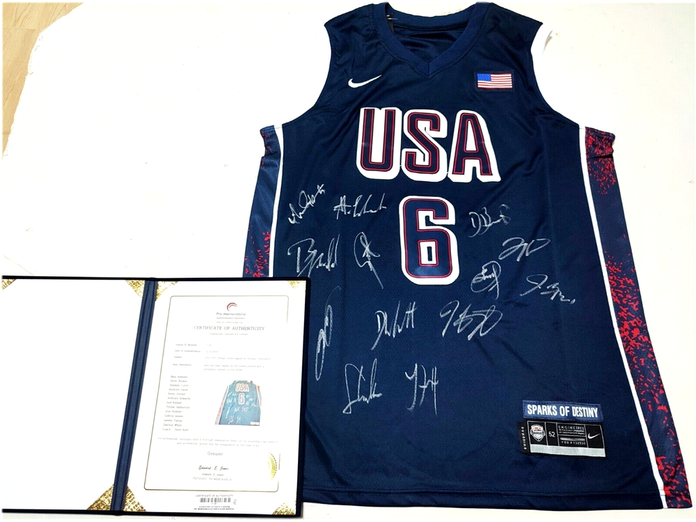 NBA USA Olympic All 13 Players hand autographed Lebron James jersey Shirts COA