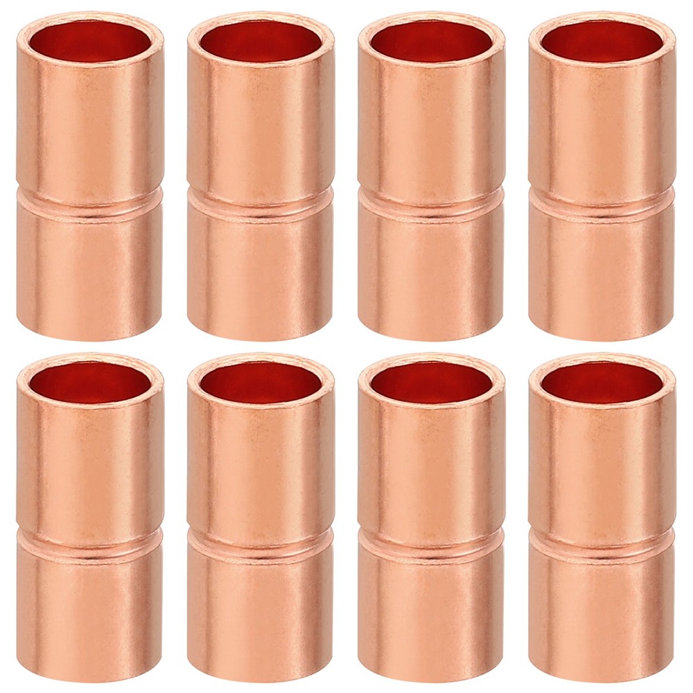 5/16 Inch ID Straight Copper Coupling Fittings, 8 Pcs Welding Joint for HVAC