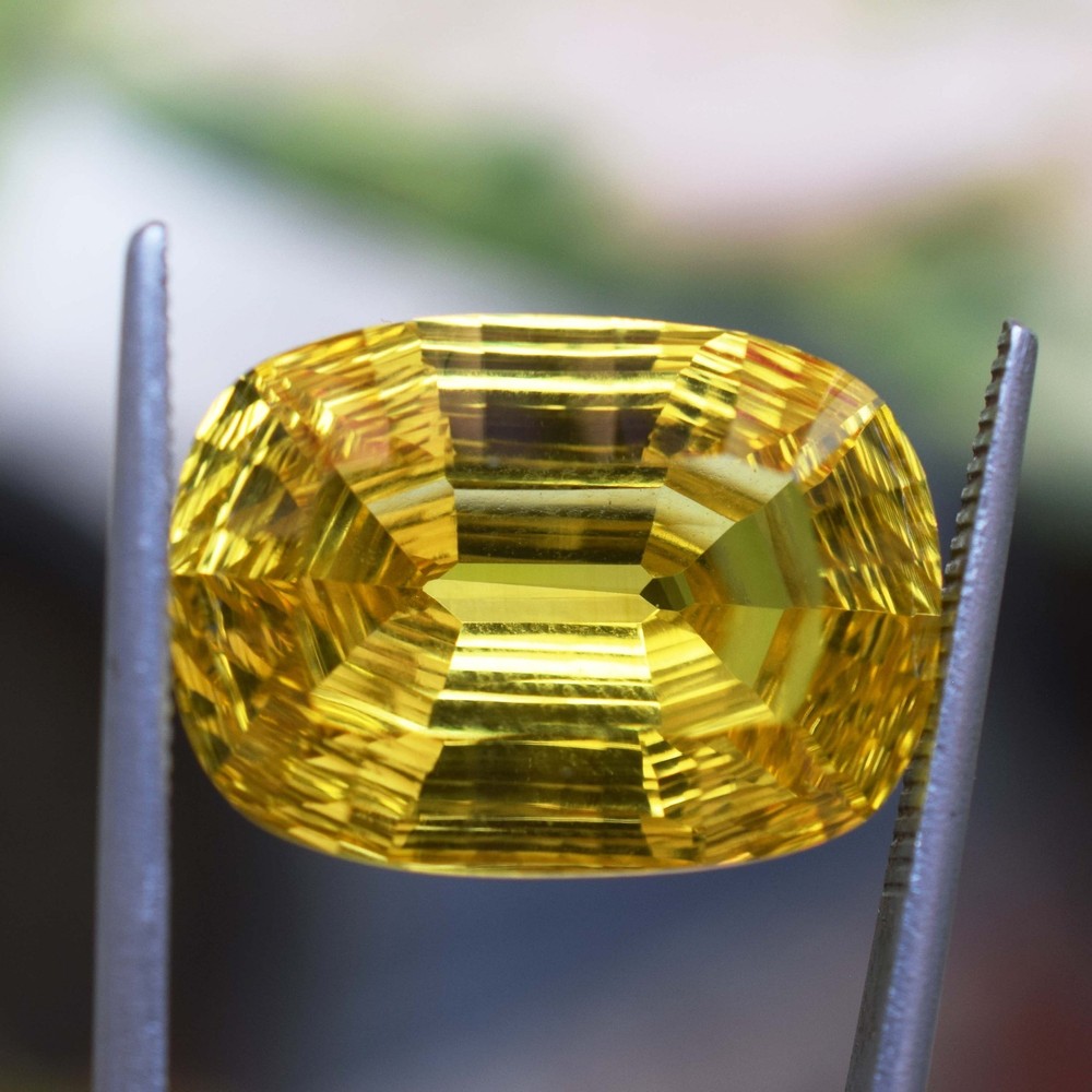 Rarest Natural Yellow Sphene 21.90 Ct Master Cushion Cut Certified Gemstone