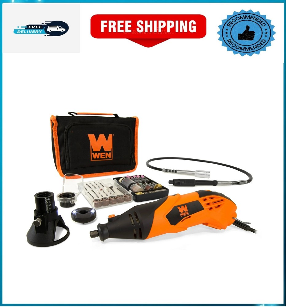 WEN Rotary Tool with Flex Shaft 1.4Amp Variable Speed 100+ Accessories