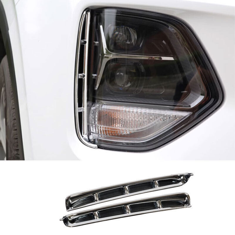 Chrome Silver Front Fog Light Strip Cover For Hyundai Santa Fe 2019-2022