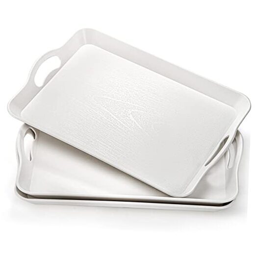 3 Pack Serving Trays with Handles, 16 x 11IN Food Serving Tray, Rectangular