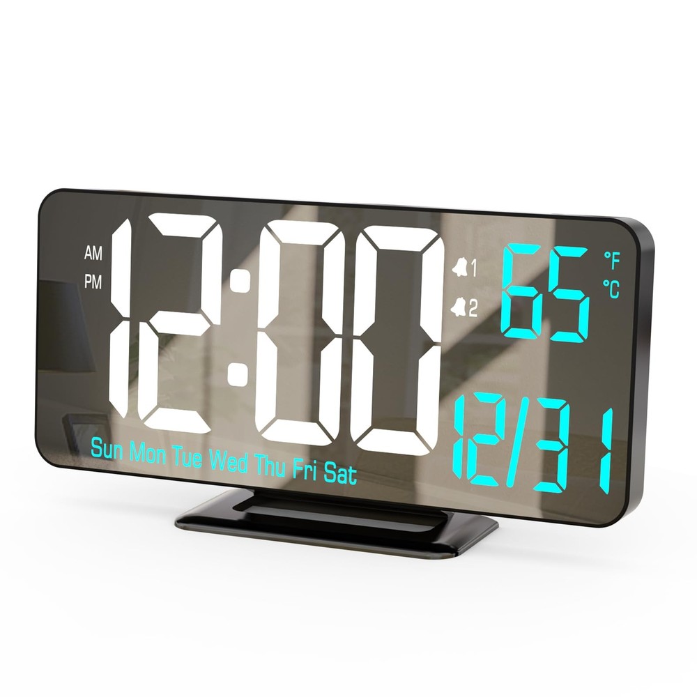 6.7in Digital Alarm Clock with Dual Alarm Date Display for Bedroom