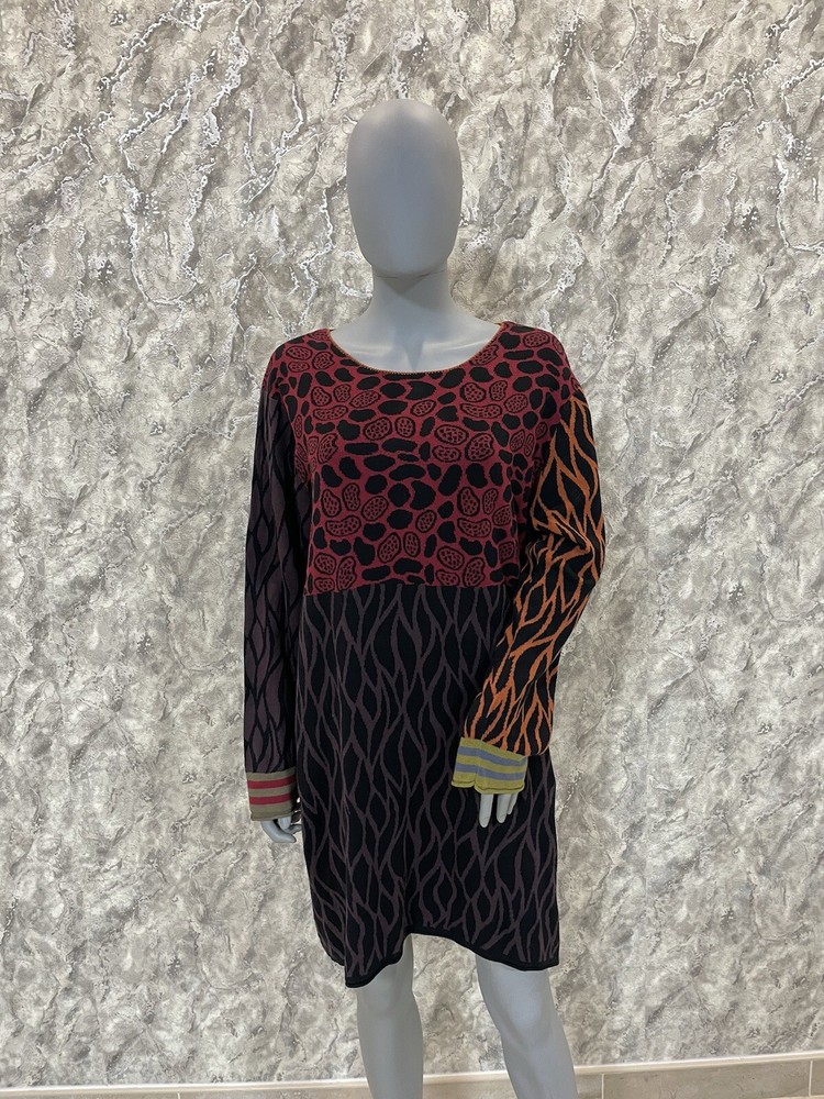 GUDRUN SJODEN Fruit Multicolour Patterns Floral Sleeve ALine Shirt Dress Size XL