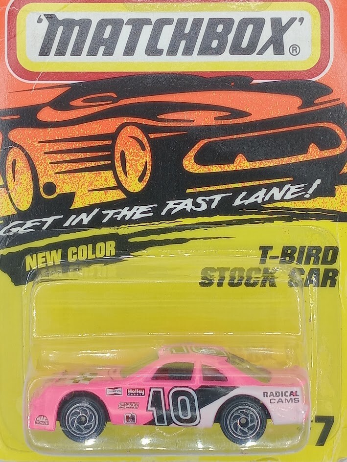 MATCHBOX SUPERFAST MB 7 T-BIRD STOCK CAR 10 RADICAL CAMS NEW ON CARD