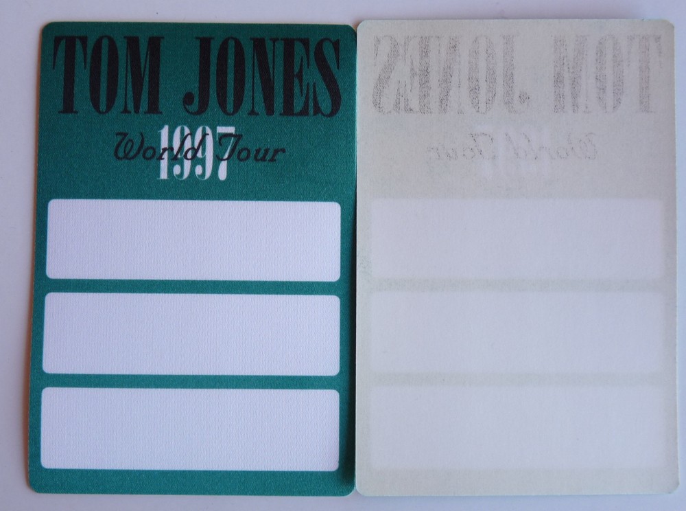 Tom Jones 1997 World Concert Tour Green Backstage Pass D21