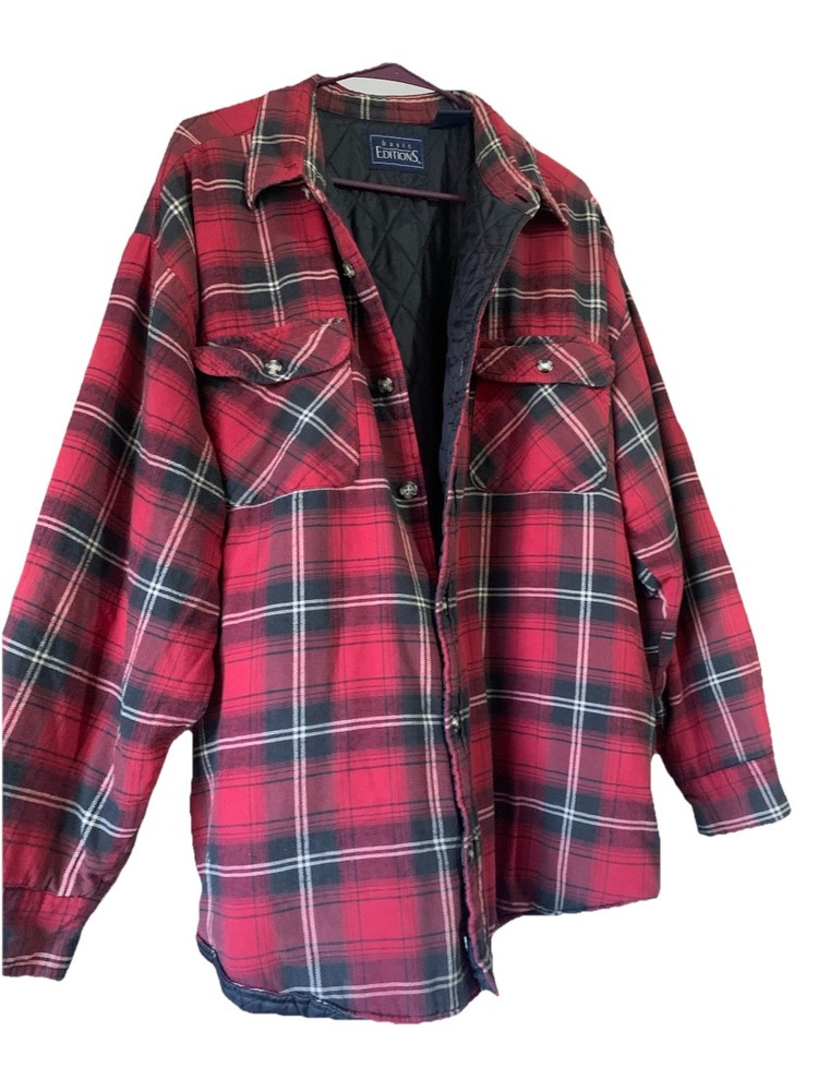 Flannel XL Quilted Red, Black and White Button Up