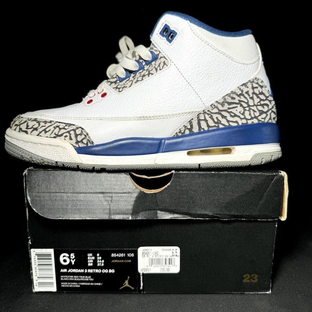 Nike Air Jordan 3 Retro OG BG True Blue 2016 Men's Shoes - Size 6.5 - 852261 106