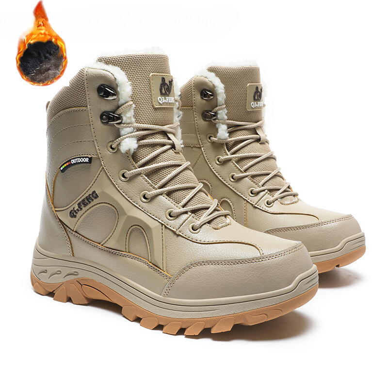 Men's Winter Snow Boots Waterproof High-Top Plush Hiking Boots Warm