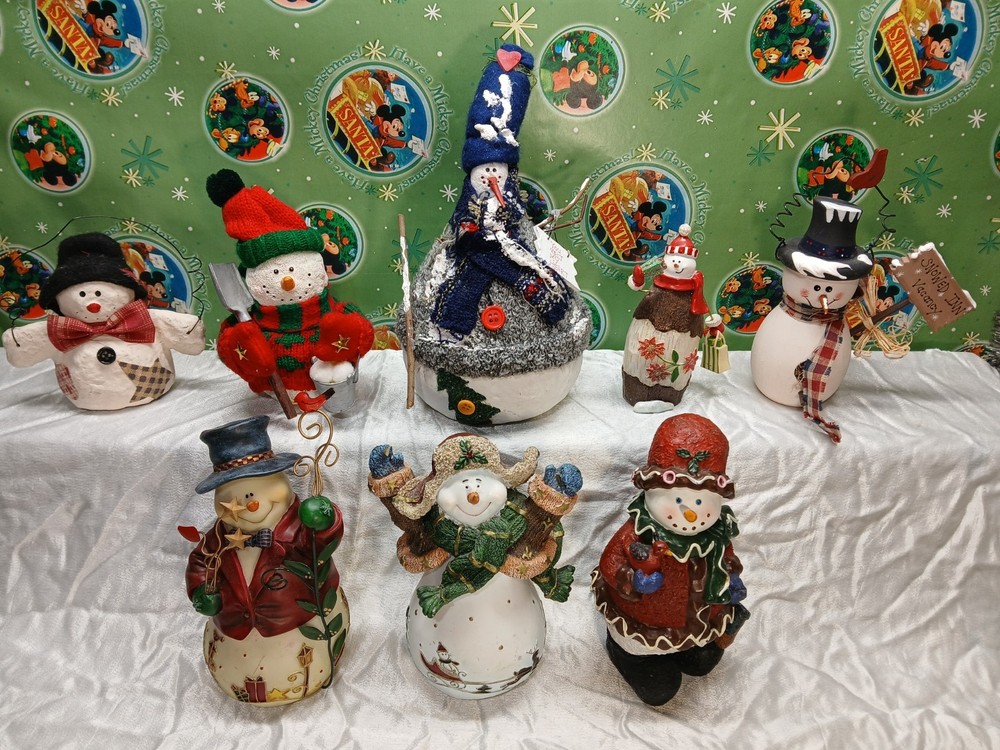 Lot Of 8 Adorable Snowman Tabletop Decor Christmas