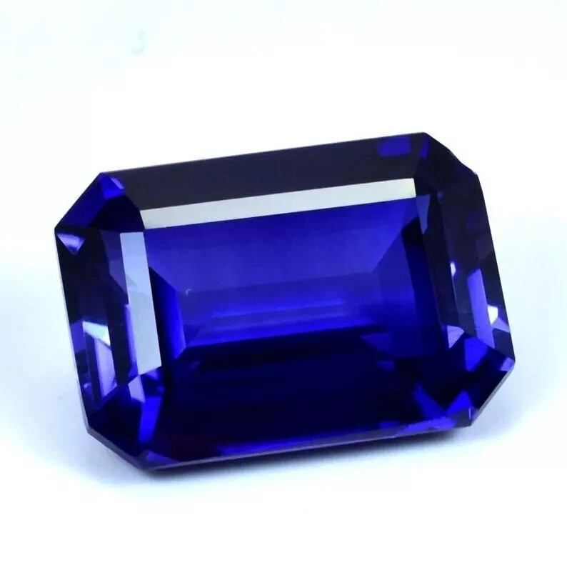 Natural Certified Flawless Blue Sapphire Emerald Cut Loose Gemstone 20.80 Ct HG