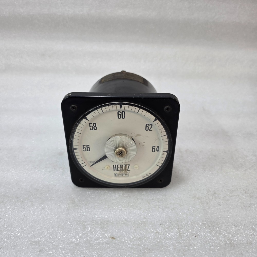 CROMPTON ANALOG FREQUENCY METER 56–64 HZ PANEL MOUNT HERTZ METER INDUSTRIAL