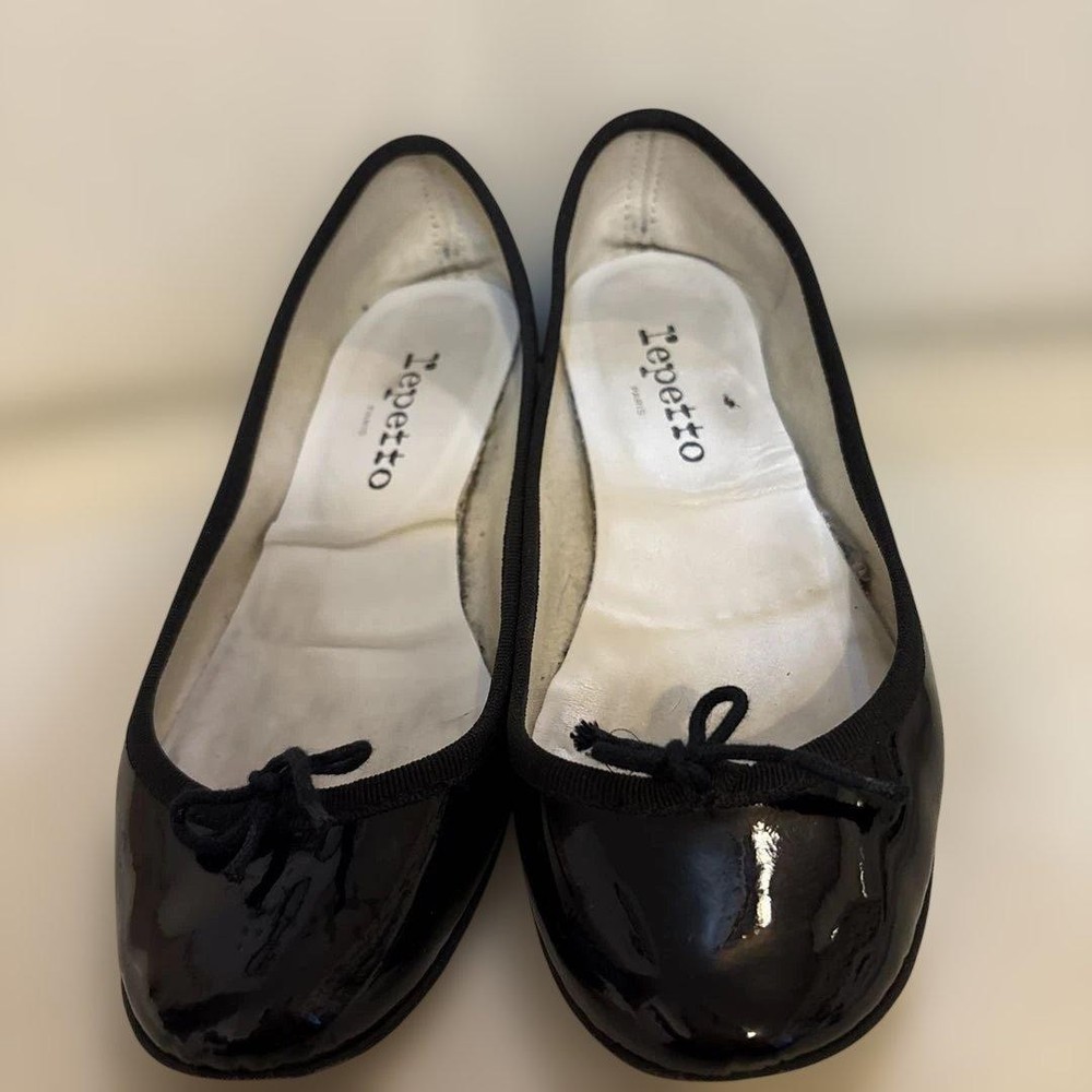 Rare Repetto Black Ballet Flats with Ribbon Detail Size 38