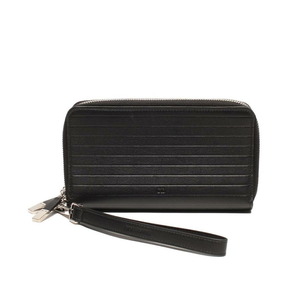 Dior Homme Men's Double Zipper Long Wallet with Distressed Leather Back