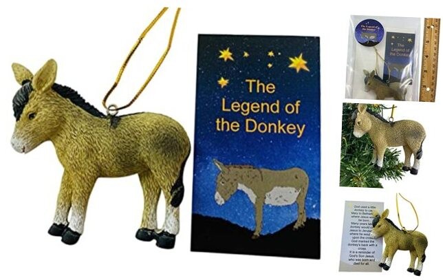Donkey Ornament Christmas Legend Gift Set Tree Decoration with Story Card