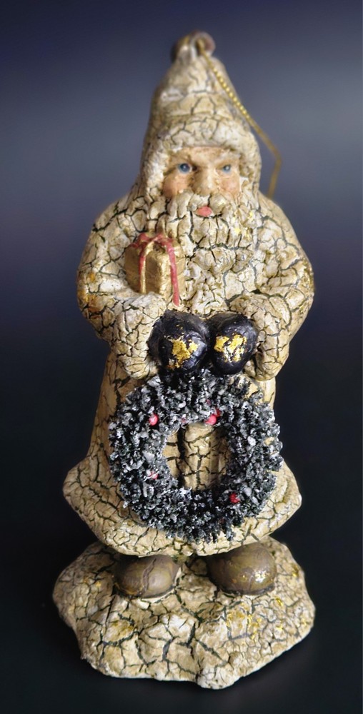 Vintage Crackle Finish Santa Claus Old World Father Christmas Ornament  6